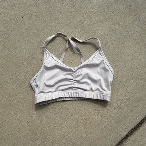 Gymshark White Racerback Sports Bra with Ruched Detail